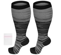 AOOWU Calze a Compressione Graduata da Uomo e Donna, 1 Paia Calzini Contenitivi Taglie Forti Obesi, Polpaccio Oversize Gambaletti 20-30mmHg per Vene Varicose Circolazione Gravidanza Running Ciclismo