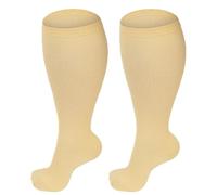 AOOWU Calze a Compressione Graduata da Uomo e Donna, 1 Paia Calzini Contenitivi Taglie Forti Obesi, Polpaccio Oversize Gambaletti 20-30mmHg per Vene Varicose Circolazione Gravidanza Running Ciclismo
