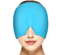 AOOWU Cappello per Emicrania, Riutilizzabile Cappuccio per Mal di Testa Gel Ghiaccio, Confortevole Cuscinetti Terapia Caldo/Freddo per Alleviare L'emicrania e Sinus Stress, Avvolgimento di 180°
