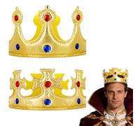AOOWU Corona Croce in Oro, 2PCS Orona del Re con Rubini Colorati - per Carnevale per le Feste di Compleanno Gioco di Ruolo il Re(Adulti