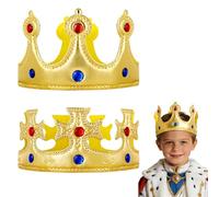 AOOWU Corona Croce in Oro, 2PCS Orona del Re con Rubini Colorati - per Carnevale per le Feste di Compleanno Gioco di Ruolo il Re(Bambini