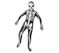 AOOWU Costume da Scheletro per Bambini, Tuta con Stampa Scheletro e Cappuccio, Costume Skelito per Halloween,Costume halloween Bambino Feste e Cosplay, per Ragazzo Ragazza