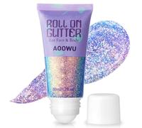AOOWU Gel Glitter per Viso e Corpo, Roll-on Body Glitter Gel, Trucco per Carnevale, Chunky Glitter Decorazione per Musica, Festival, in Maschera, 50ml(Viola)