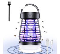 AOOWU Lampada Antizanzare Elettrica, 2 in 1 2000V UV Zanzariera Elettrica Ricarica USB, Lampada Zanzare con 12 LED Regola la Luce, per Interno Esterno Patio Giardino Campeggio, con 1 Spazzole Pulite