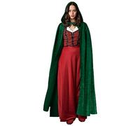 AOOWU Mantello con Cappuccio Verde Scuro in Velluto, Lungo 150cm - Halloween, Travestimento da Vampiro Adulto, Prete, Mago