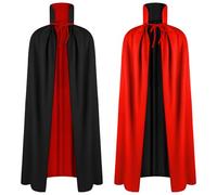 AOOWU Mantello Vampiro Adulto, Reversibile Rosso Nero di Halloween, Collo Alto a Doppio Strato per Carnevale, Cosplay Travestimento, 90cm