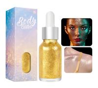 AOOWU Olio Corpo Glitter, Olio Glitterato Illuminante per il Corpo, Long Lasting Shine, Spalle Luminose, per Il Corpo Skin Glow, per Appuntamenti, Feste,Carnevale, 15 ml (Oro)