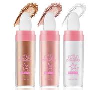 AOOWU Powder Stick, 3 Colori Polvere Corpo Glitter Evidenziatore per Viso e Capelli, Patting con Effetto Brillante per Festival e Feste(Bianco+Rosa+Marrone)