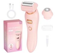 AOOWU Rasoio Intimo donna, 2 In 1 Rasoio Elettrico Donna Inguine, IPX7 Depilatore Corpo Donna, Epilatore Viso Donna di Rimozione per Bikini Ascelle Gambe, Ricaricabile Dry Wet, con Display LED