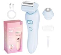 AOOWU Rasoio Intimo donna, 2 In 1 Rasoio Elettrico Donna Inguine, IPX7 Depilatore Corpo Donna, Epilatore Viso Donna di Rimozione per Bikini Ascelle Gambe, Ricaricabile Dry Wet, con Display LED