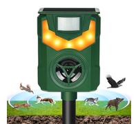 AOOWU Repellente Gatti, Deterrente Per Uccelli, Piccioni Ultrasonico Esterno con Luce LED, 5 Modalità Frequenza Regolabile, Funzionamento Solare e Flash Contro USB, IP44 Impermeabile