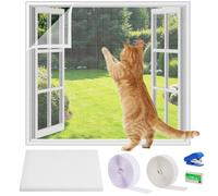 AOOWU Rete per Gatti Balcone, Rete Gatti Balcone Regolabile, Personalizzate, Autoadesiva Maglia, Sicurezza per Reticolo con 2 un Rotolo di Hook & Loop Fastener, Cucitrice, Punti Metallici