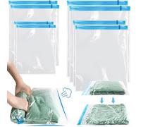 AOOWU Sacchetti Sottovuoto Vestiti, 8 pz (2 Jumbo, 2 Grandi, 2 Medi, 2 Piccoli) Sacchi Sottovuoto di Rotolo a Mano, Riutilizzabili Sacchetti Salvaspazio per Traslochi e Viaggi, Pompa Senza Bisogno