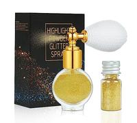 AOOWU Spray glitterato, glitter per viso e corpo, spray con glitter per capelli, trucco e polvere luccicante per capelli e corpo, ideale per Natale e rave party (oro/B)