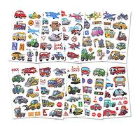 AOOWU Tatuaggi Temporanei per Bambini, 100+ Styles Brillante Macchina del Fumetto Tatuaggi Finti, Cartoni Tatuaggi Temporanei Set per Ragazza Bambini Adulti Festa Compleann Regalo Giocattolo (E)