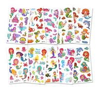 AOOWU Tatuaggi Temporanei per Bambini, 100+ Styles Brillante Sirena Tatuaggi Finti Modello, Cartoni Tatuaggi Temporanei Set per Ragazza Bambini Adulti Festa Compleann Regalo Giocattolo (B)