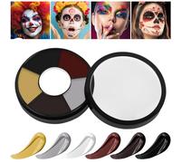 AOOWU Trucchi Clown Halloween MakeUp, Impermeabile Trucco Bianco per Viso, Lavabile Body Painting per Carnevale, Compleanno, Feste e Natale, Non Tossico, Trucco 6 tipi Colori