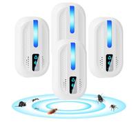 AOOWU Ultrasuoni per Topi 4 Pack, Repellente Ultrasuoni Anti Zanzare Silenzioso, Elettrico Ultrasuoni Antizanzare, Sicurezza Dispositivo per Anti Topi, Zanzare, Scarafaggi, Formiche, Ragni, Roditori