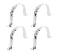 Aopin Fascetta rigida per tubo da 80 mm, 2 fori, staffa a U, clip di tensione in acciaio inox 201, per fissaggio tubi, argento, 4 pezzi