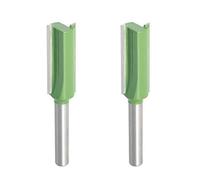 Aopin, Punta da fresa con codolo dal diametro di 6 mm, dal diametro di taglio di 12 mm, dritta, a scanalatura doppia, in carburo, per lavorazione del legno, colore verde e argento, 2 pezzi