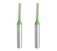 Aopin, Punta da fresa con codolo dal diametro di 6 mm, dal diametro di taglio di 4 mm, dritta, a scanalatura singola, in carburo, per lavorazione del legno, colore verde e argento, 2 pezzi