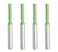 Aopin, Punta da fresa con codolo dal diametro di 6 mm, dal diametro di taglio di 5 mm, dritta, a scanalatura doppia, in carburo, per lavorazione del legno, colore verde e argento, 4 pezzi