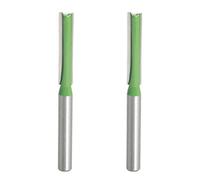 Aopin, Punta da fresa con codolo dal diametro di 6 mm, dal diametro di taglio di 6 mm, dritta, a scanalatura doppia, in carburo, per lavorazione del legno, colore verde e argento, 2 pezzi