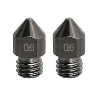Aopin Ugelli estrusori M6 da 1,75 mm per stampante 3D da 0,6 mm, in acciaio al carburo cementato, 2 pezzi