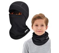 AOPREL Passamontagna invernale per bambini, misto lana modal Balaclava, maschera da sci multifunzionale, antivento, maschera per il viso, con scaldacollo per ragazzi e ragazze, Nero , Taglia unica