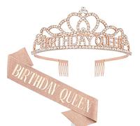 AOPRIE Corona di compleanno da donna, fascia da regina di compleanno per donne, diadema di compleanno per donne, fascia per capelli da principessa, corona con strass, accessori per buon compleanno