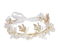 AOPRIE Fascia per capelli con perle per donne e ragazze, ghirlanda floreale per feste di Halloween, eventi, bomboniere, oro bianco, 1 confezione