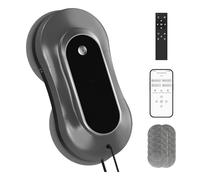 AOQUFUL Robot Lavavetri Intelligente - Pulitore Elettrico con Doppio Spruzzo d'Acqua, Controllo Remoto e App, Adatto per Vetri Interni ed Esterni, Include 12 Panni, Grigio