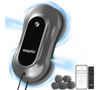 AOQUFUL Robot Lavavetri Intelligente - Pulitore Elettrico con Doppio Spruzzo d'Acqua, Controllo Remoto e App, Adatto per Vetri Interni ed Esterni, Include 12 Panni, Grigio