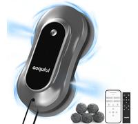 AOQUFUL Robot Lavavetri Intelligente - Pulitore Elettrico con Doppio Spruzzo d'Acqua, Controllo Remoto e App, Adatto per Vetri Interni ed Esterni, Include 12 Panni, grigio