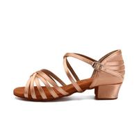 AOQUNFS Donna&Bambina Scarpe da Ballo Latino Americano Tacco Basso Ragazze Scarpe da Ballo per Salsa Bachata Pratica,WZSP234-3.5cm-Nude,EU 39