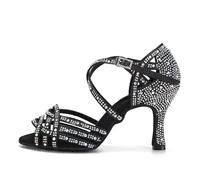 AOQUNFS Donna Scarpe da Ballo Latino Americano Strass con Tacco Salsa Bachata Tango Feste Performance Scarpe Ballo da Sala,L357-Nero-7.5,EU41