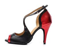 AOQUNFS Scarpe da Ballo Donna Latino Americano Salsa Valzer Moderno Bachata Scarpe da Ballo da Sala,QJW6132-10-Rosso,EU 36