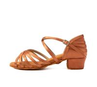 AOQUNFS Scarpe da Ballo Latino Americano Donna&Bambina Tacco Basso Ragazze Scarpe da Ballo per Salsa Tango Bachata Pratica,WZSP234-3.5,Marrone,EU 37