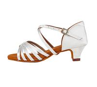 AOQUNFS Scarpe da Ballo Latino Americano Donna&Bambina Tacco Basso Scarpe da Ballo Ragazze de Salsa Tango Bachata Pratica,EMXGG-4cm-Bianco,EU33