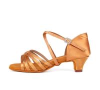 AOQUNFS Scarpe da Ballo Latino Americano Donna&Bambina Tacco Basso Scarpe da Ballo Ragazze de Salsa Tango Bachata Pratica,EMXGG-4cm-Marrone,EU37