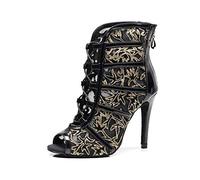 AOQUNFS Scarpe da Ballo Latino Americano Professionali Salsa Tango Bachata Stivali Donna,QJW1023-Nero Oro-10,EU36