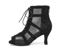 AOQUNFS Stivali da Ballo Latino Americano Donna Tacco Stivaletti da Ballo da Salsa Tango Bachata Samba Pratica and Performance,L446-7.5-Nero,EU40