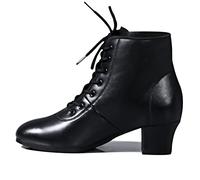 AOQUNFS Stivali da Ballo Latino Donna Punta Chiusa Lacci Salsa Tango Moderno Jazz Pratica Scarpe da Allenamento Tacco Basso,KC-Boots