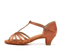 AOQUNFSDonna&Bambina Scarpe da Ballo Latino Americano Tacco Basso Ragazze Scarpe da Ballo da Pratica Salsa Tango Bachata,WZSP217-Marrone-4cm,EU30
