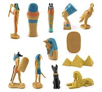 Aoresac 12 Pz Antico Egitto Dio Dea Figurine Set Statue in Miniatura in PVC con Nebastre, Re Tutankhamon, Sfinge per la Decorazione di Casa o Ufficio (BL-1136 Antico Egitto)