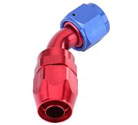 Aoresac AN10 - Adattatore in alluminio a 90 gradi, anodizzato lucido blu e rosso, nessuna perdita, testa rimovibile. Adatto per tubo carburante, radiatore olio con estremità AN10, senza (45°)