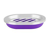 Aoresac Set di 4 accessori da bagno con dispenser per sapone, bicchiere portaspazzolino, bicchiere per lavaggio e portasapone per l'organizzazione del bancone del lavandino, bianco (viola)