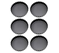 Aoresac Teglia per Crostata con Fondo Rimovibile, Set di Teglie per Quiche Nere in Acciaio Al Carbonio Antiaderente da 6 Pezzi, per Cuocere Torte, Torte e Pane