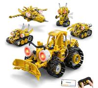 AoreSpty Kit Robot Programmabile 5 in 1, 673 Pezzi con Servo | Kit da 673 pezzi per cinque modelli con app, radiocomando, movimento servo e ingranaggi motorizzati per azioni precise.