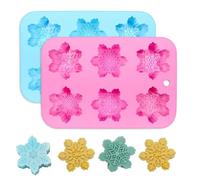 Aoreun 2 Pezzi Silicone Stampi Fiocco di Neve, Stampo in Silicone per Natale, 6 Cavità Forma di Fiocco di Neve Stampo in silicone per Uso Alimentare per Cottura a Motivi, per Gelato Muffin Biscotti